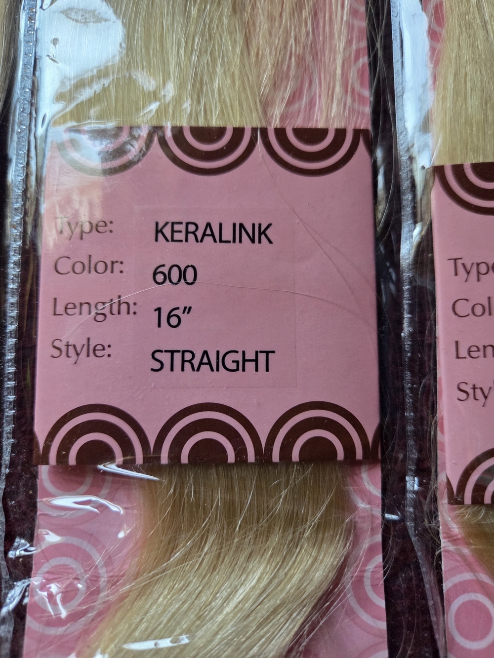 Keralink 16" Straight Hair Extensions — Color 600 (Light Blonde)